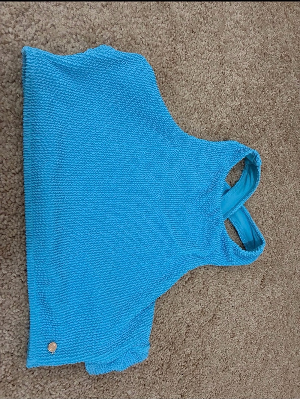 Free People blue high neck swim top sz M